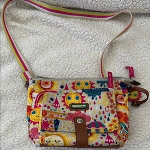 Lily Bloom Colorful Crossbody Bag with Brown Accents